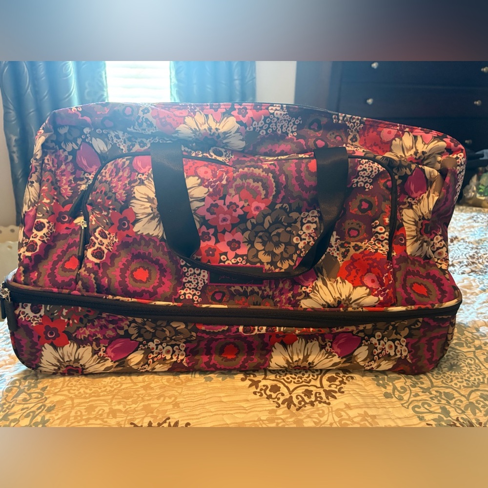 Vera Bradley Red and Pink Floral Rolling Carry On